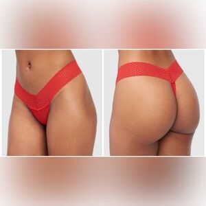 NWT Frederick’s of Hollywood Red Abby Rose Mesh Thong Panties, Plus Size 1X